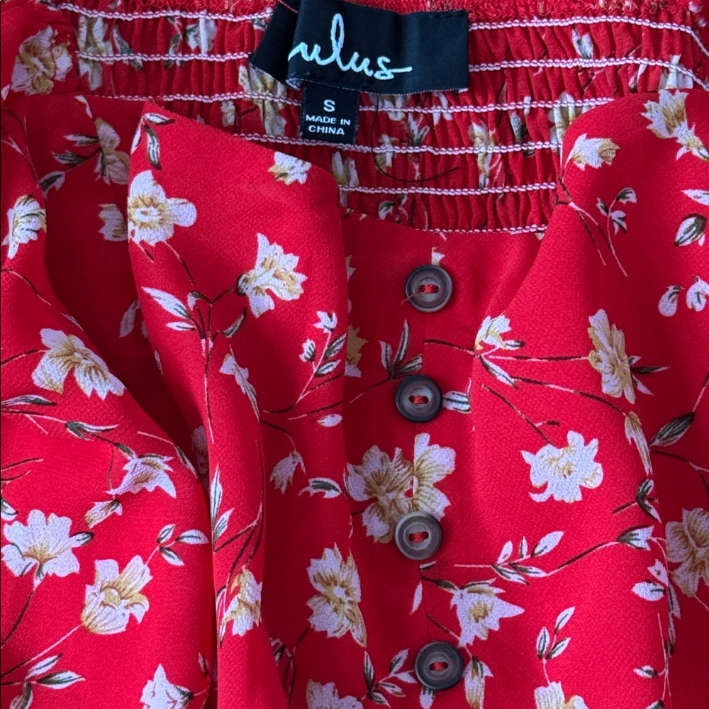 Lulus Trixiebelle Red Floral Print Dress size small - Picture 5 of 11